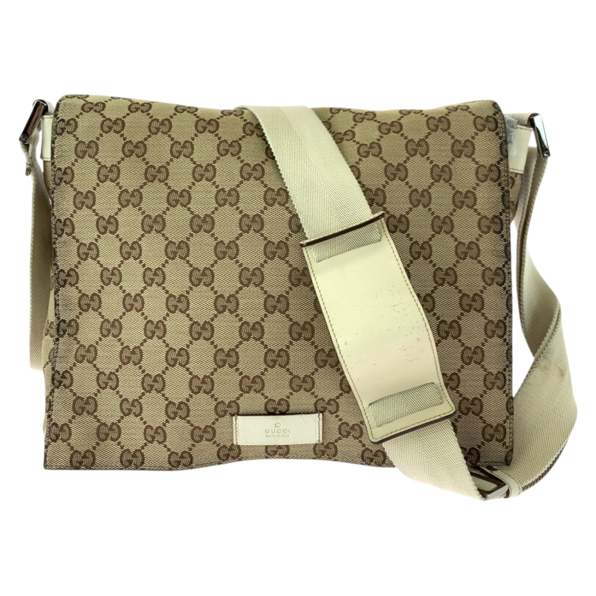 20454
GUCCI Beige Ivory Silver Hardware GG Canvas 146236 Shoulder Bag Messenger Bag Ladies AB21