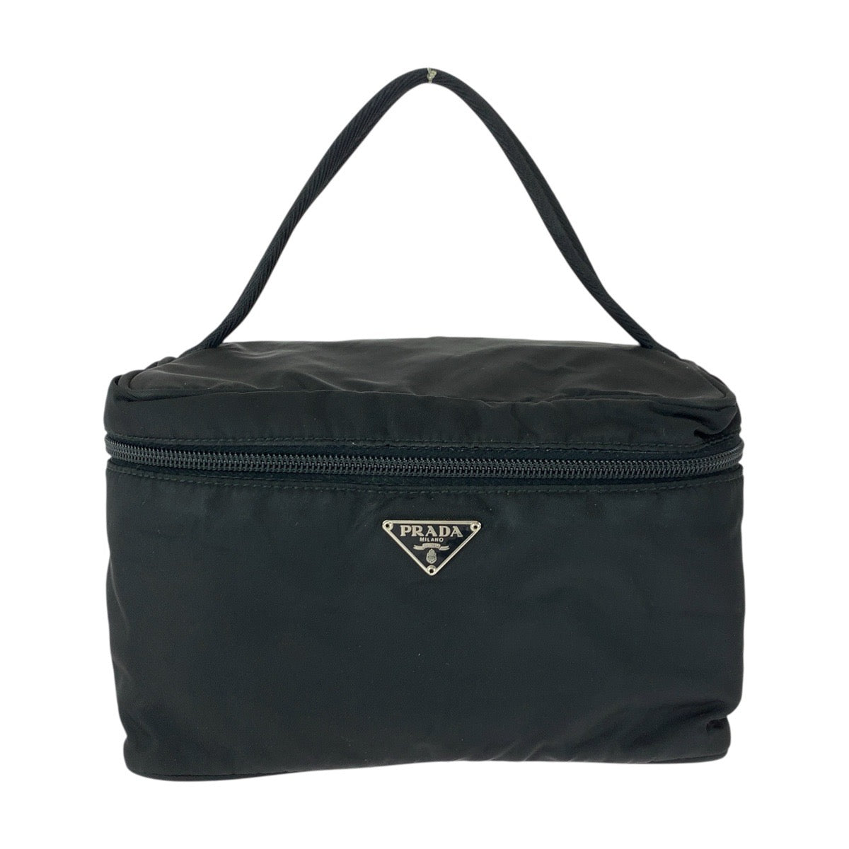 20455
PRADA プラダ テスート 三角ロゴプレート ブラック 黒 シルバー金具 ナイロン ハンドバッグ バニティバッグ レディース ABP33