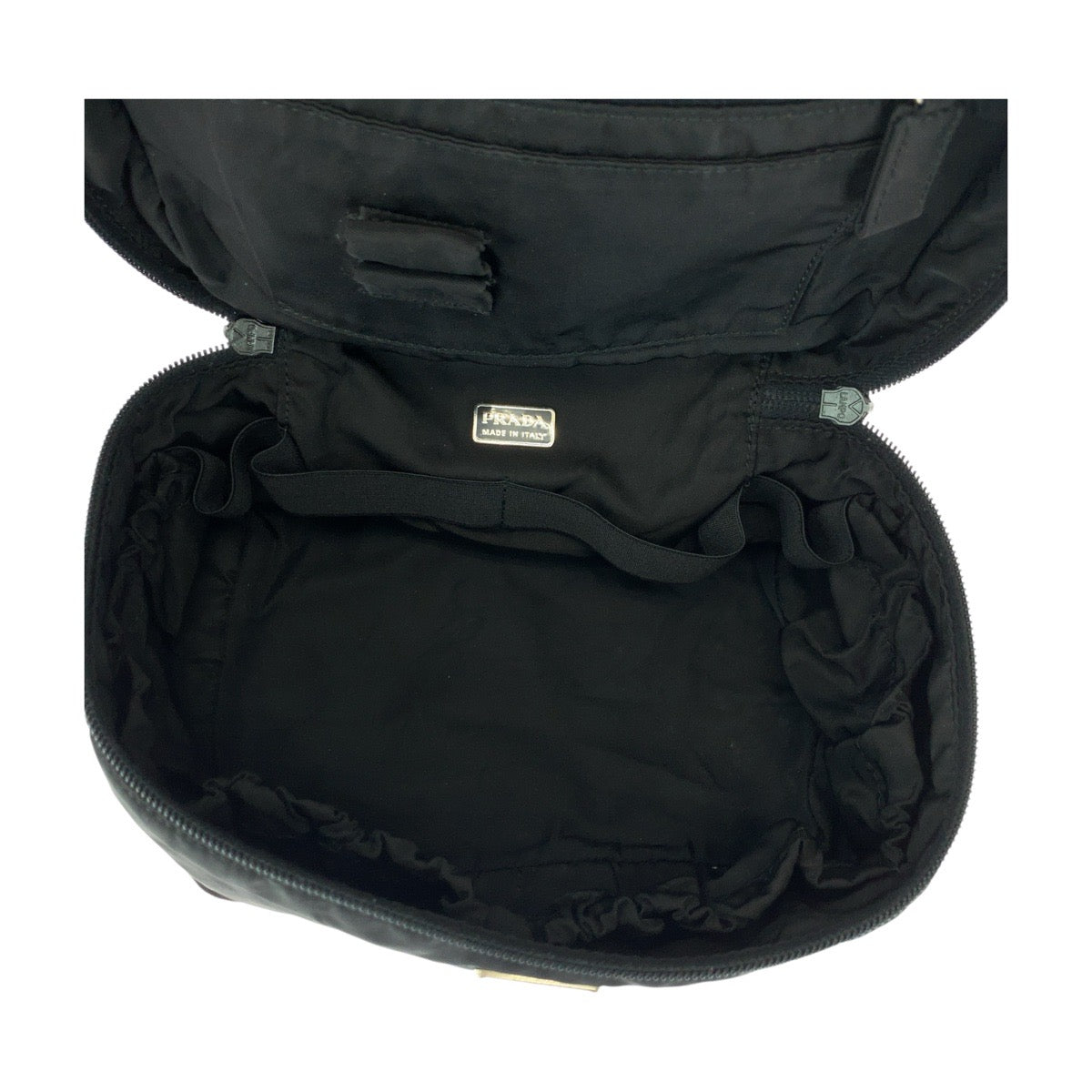 20455
PRADA プラダ テスート 三角ロゴプレート ブラック 黒 シルバー金具 ナイロン ハンドバッグ バニティバッグ レディース ABP33