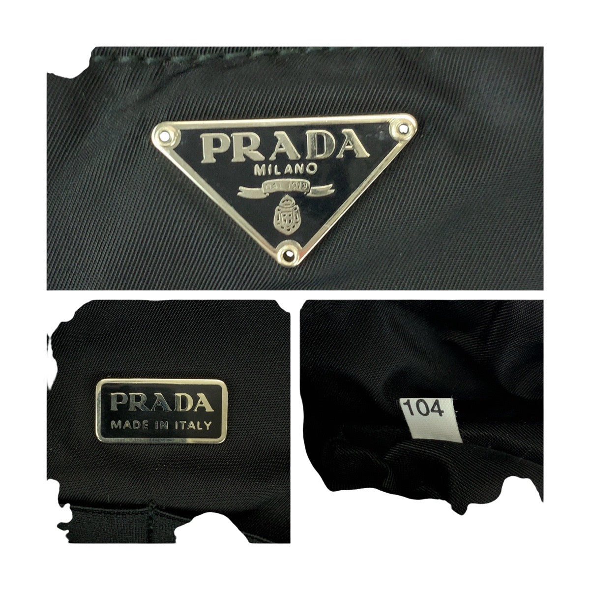 20455
PRADA プラダ テスート 三角ロゴプレート ブラック 黒 シルバー金具 ナイロン ハンドバッグ バニティバッグ レディース ABP33