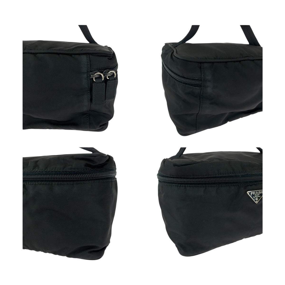 20455
PRADA プラダ テスート 三角ロゴプレート ブラック 黒 シルバー金具 ナイロン ハンドバッグ バニティバッグ レディース ABP33
