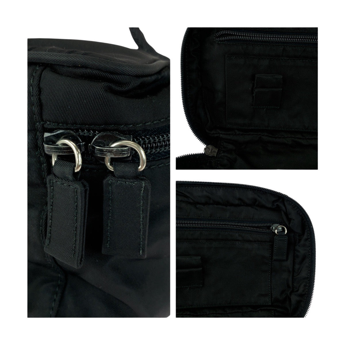 20455
PRADA プラダ テスート 三角ロゴプレート ブラック 黒 シルバー金具 ナイロン ハンドバッグ バニティバッグ レディース ABP33