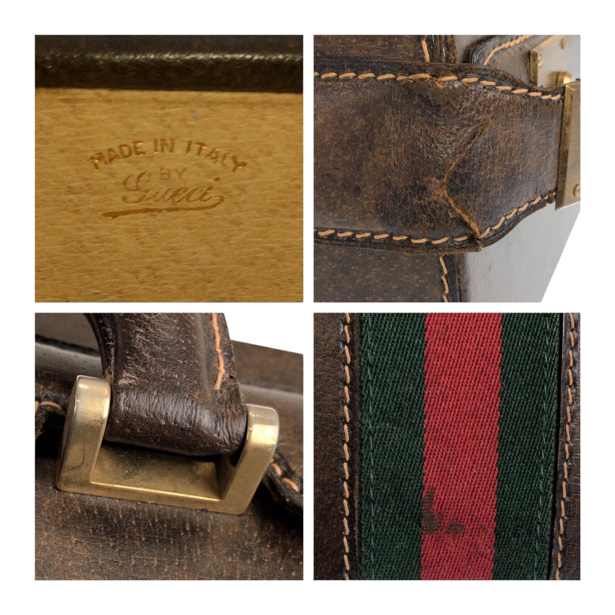 20456
GUCCI Vintage Sherry Line Old Gucci Brown Gold Hardware Leather Business Bag Trunk Attache Case Men's AB60