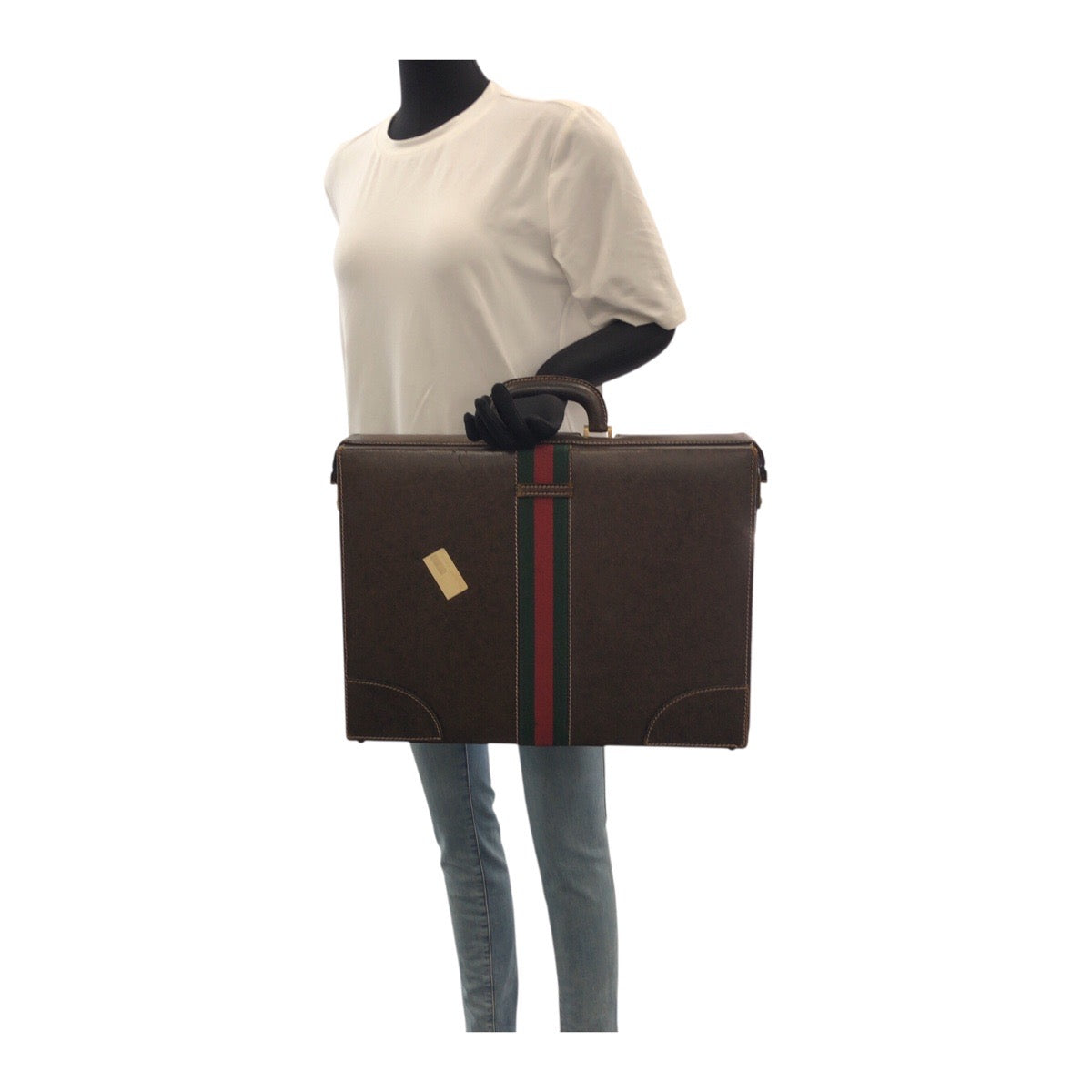 20456
GUCCI Vintage Sherry Line Old Gucci Brown Gold Hardware Leather Business Bag Trunk Attache Case Men's AB60