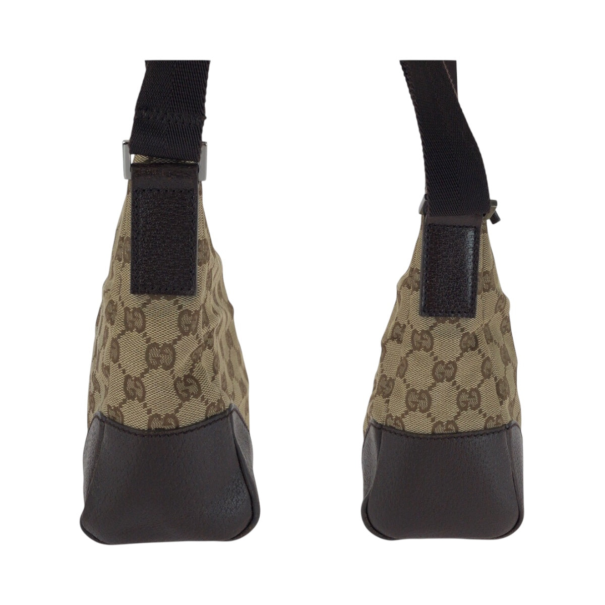 20458
GUCCI GG Canvas / Leather Shoulder Bag with Silver Hardware, Beige x Gray, 114273, Ladies AB26