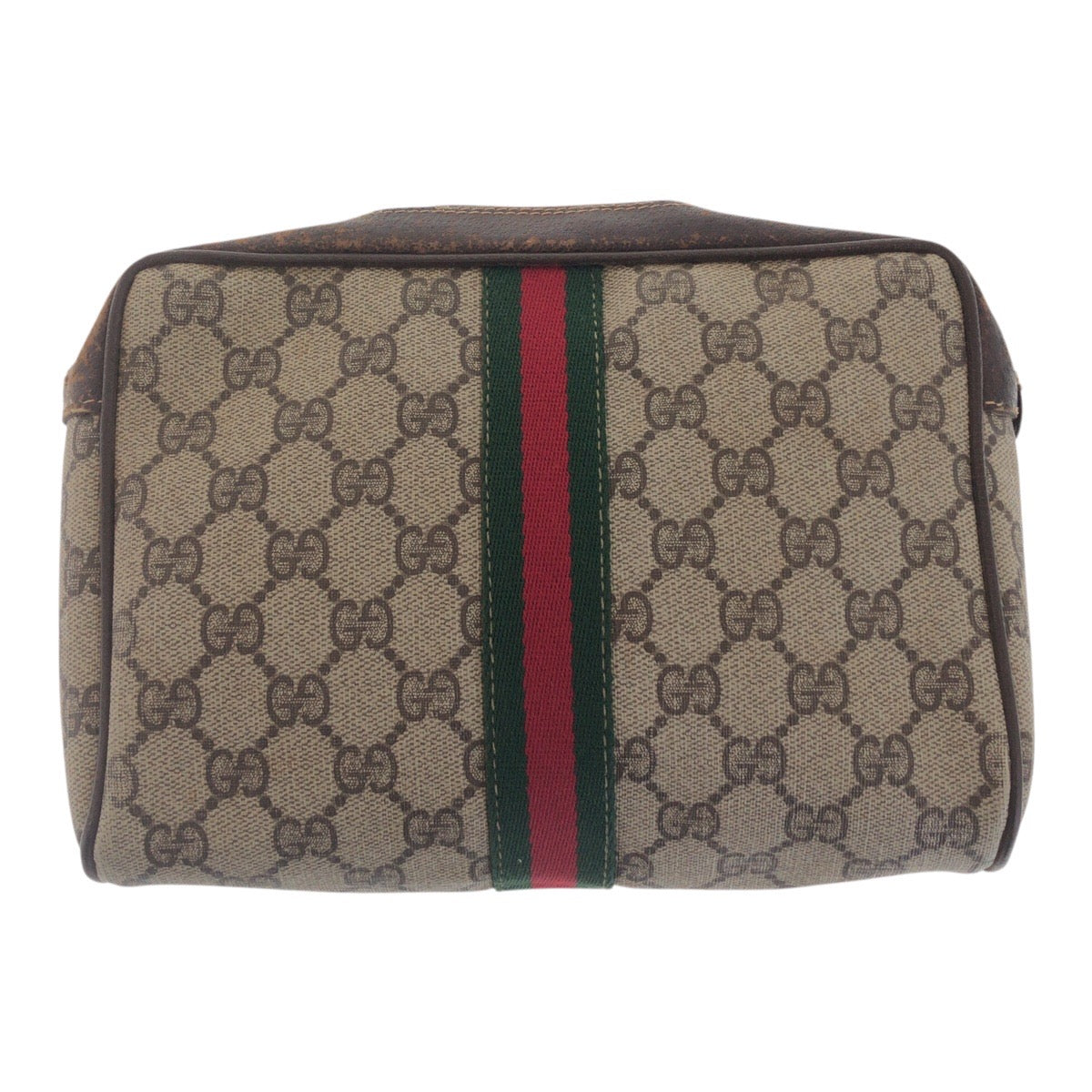 20459
GUCCI Gucci Vintage Sherry Line Old Gucci Beige Brown Gold Hardware GG Supreme Canvas / Leather Blurry Clutch Bag Second Bag Men's B7