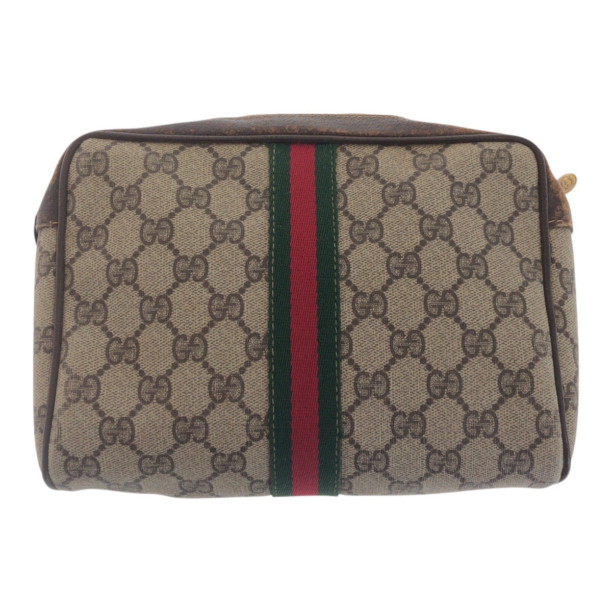 20459
GUCCI Gucci Vintage Sherry Line Old Gucci Beige Brown Gold Hardware GG Supreme Canvas / Leather Blurry Clutch Bag Second Bag Men's B7
