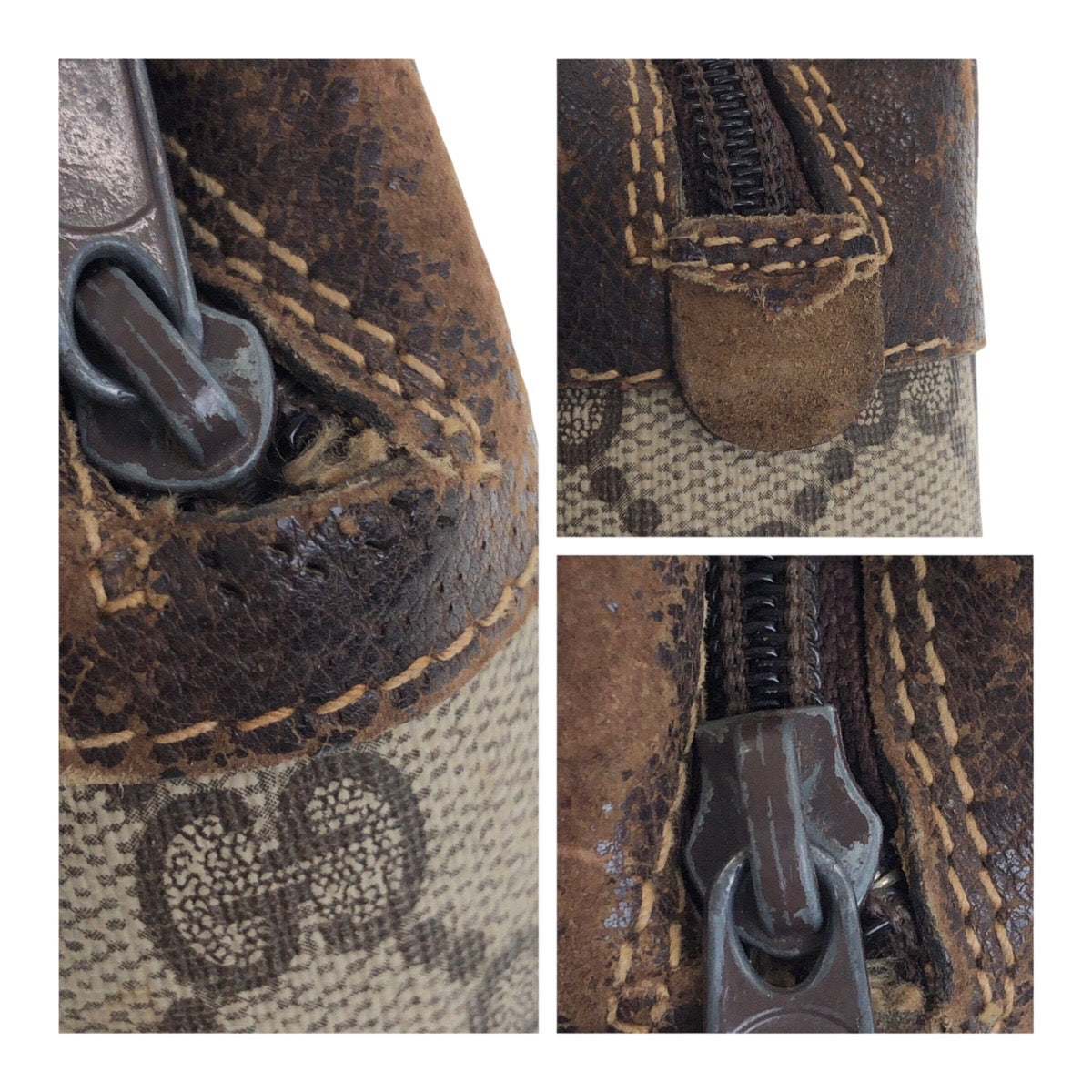 20459
GUCCI Gucci Vintage Sherry Line Old Gucci Beige Brown Gold Hardware GG Supreme Canvas / Leather Blurry Clutch Bag Second Bag Men's B7