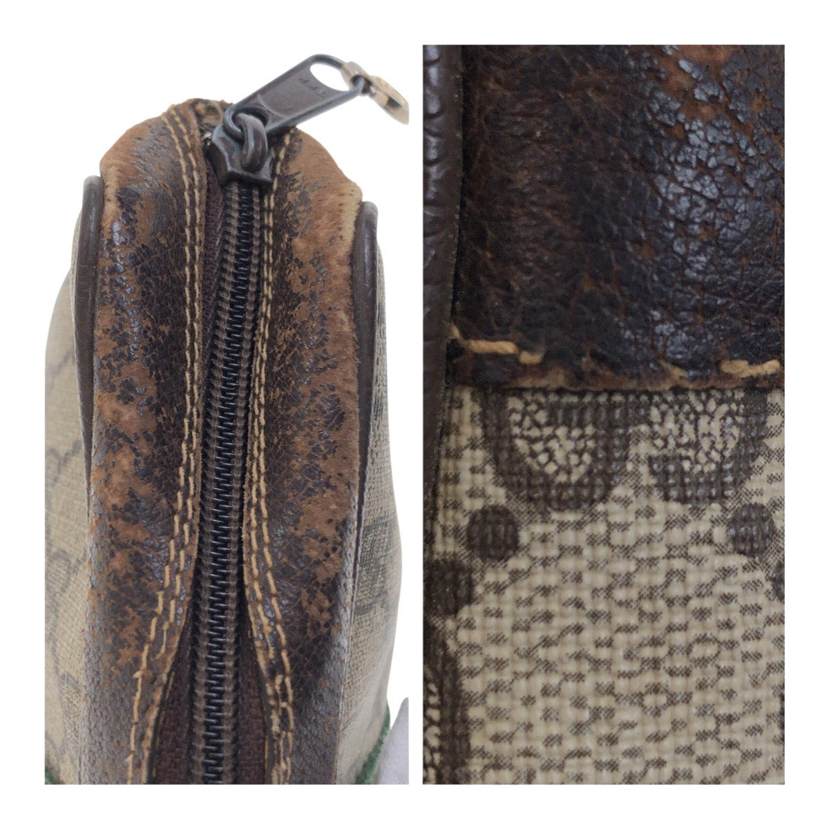 20459
GUCCI Gucci Vintage Sherry Line Old Gucci Beige Brown Gold Hardware GG Supreme Canvas / Leather Blurry Clutch Bag Second Bag Men's B7