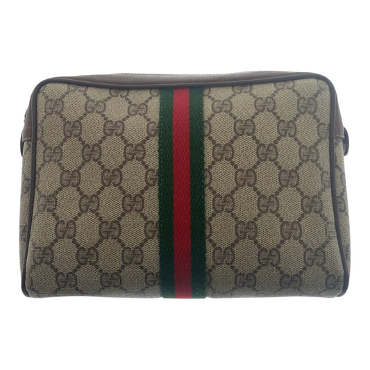 20461
GUCCI グッチ ヴィンテージ シェリーライン オールドグッチ ベージュ ブラウン ゴールド金具 GGスプリームキャンバス / レザー 56 01 012 クラッチバッグ セカンドバッグ メンズ B14