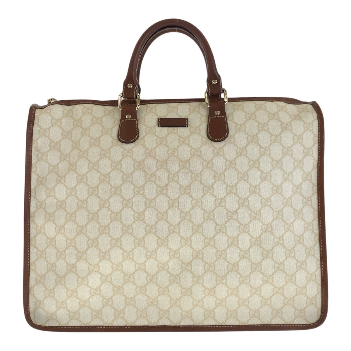 20463
GUCCI グッチ GGプラス ブラウン アイボリー ゴールド金具 PVC / レザー 189899 ビジネスバッグ ブリーフケース メンズ AB25