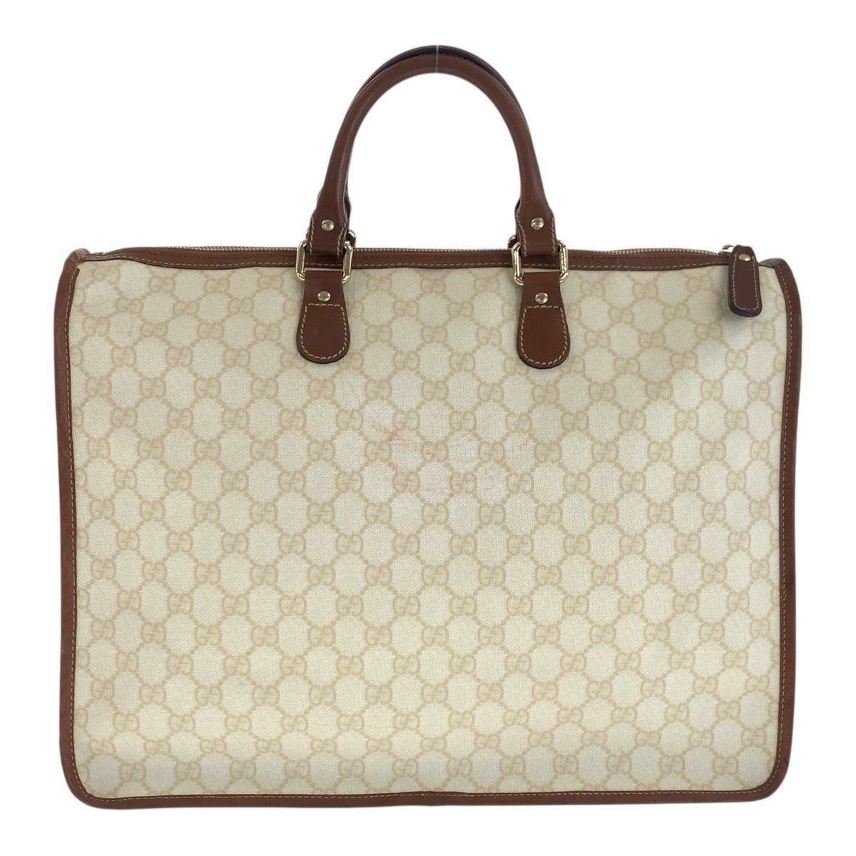 20463
GUCCI グッチ GGプラス ブラウン アイボリー ゴールド金具 PVC / レザー 189899 ビジネスバッグ ブリーフケース メンズ AB25