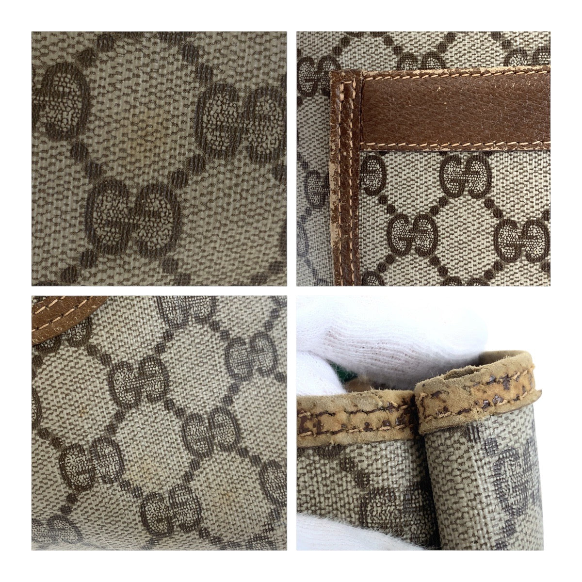 20464
GUCCI Old Gucci Sherry Line Beige Gold Hardware GG Plus / Leather 39.02.003 Tote Bag Shoulder Bag Ladies B14