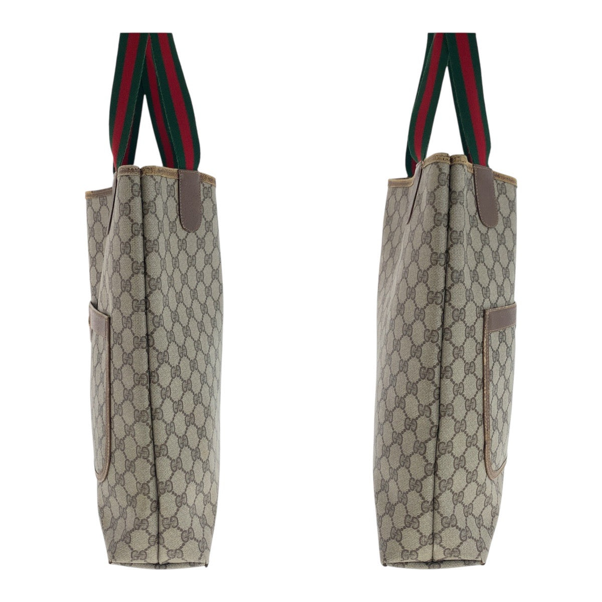 20464
GUCCI Old Gucci Sherry Line Beige Gold Hardware GG Plus / Leather 39.02.003 Tote Bag Shoulder Bag Ladies B14