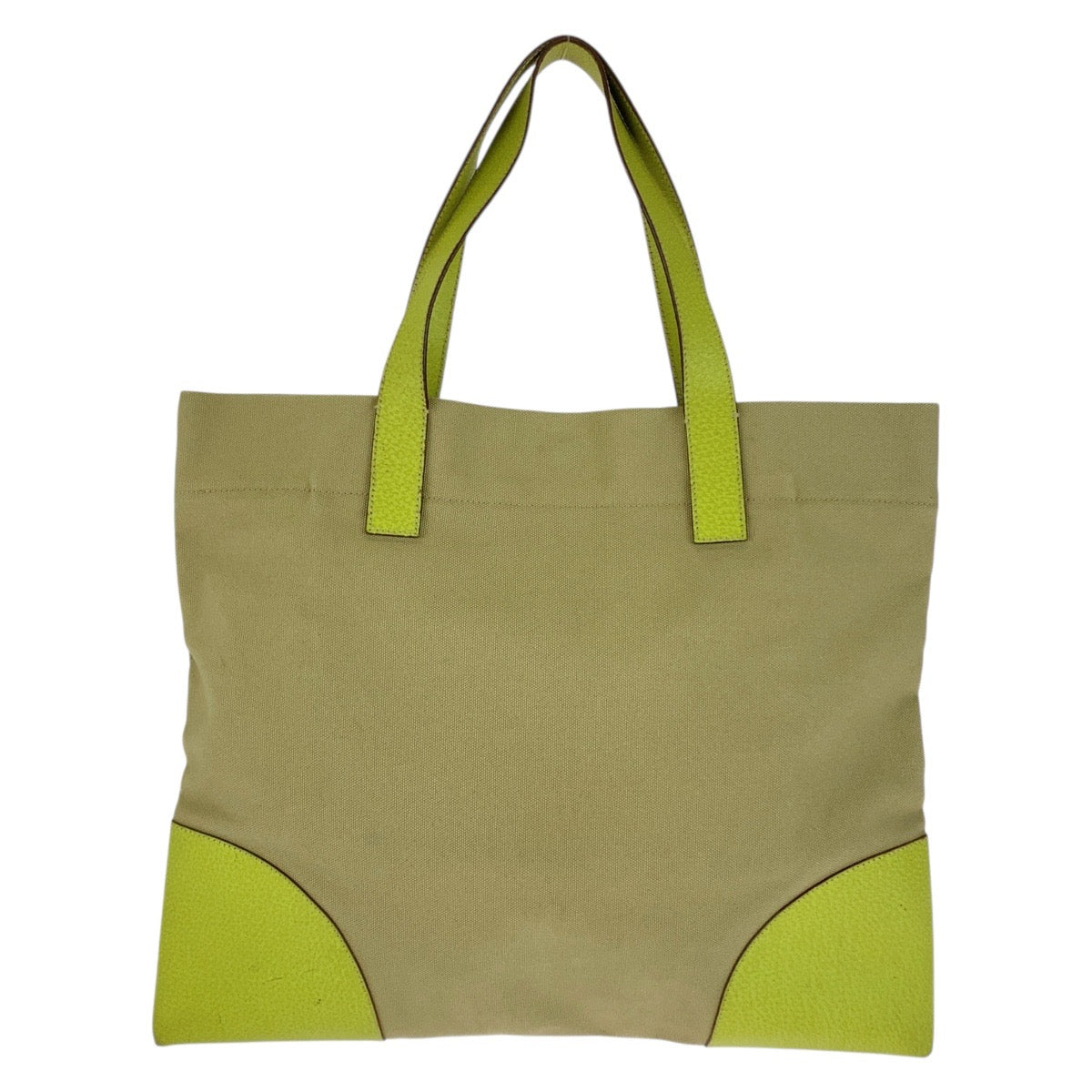 20465
PRADA プラダ 三角ロゴプレート ベージュ グリーン シルバー金具 キャンバス / レザー トートバッグ ショルダーバッグ レディース ABP28