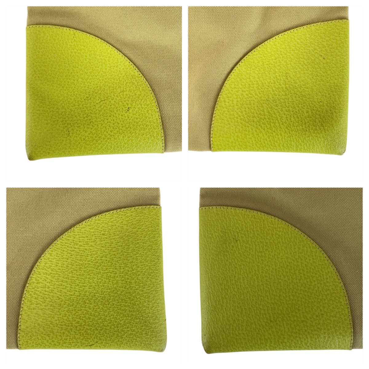 20465
PRADA プラダ 三角ロゴプレート ベージュ グリーン シルバー金具 キャンバス / レザー トートバッグ ショルダーバッグ レディース ABP28