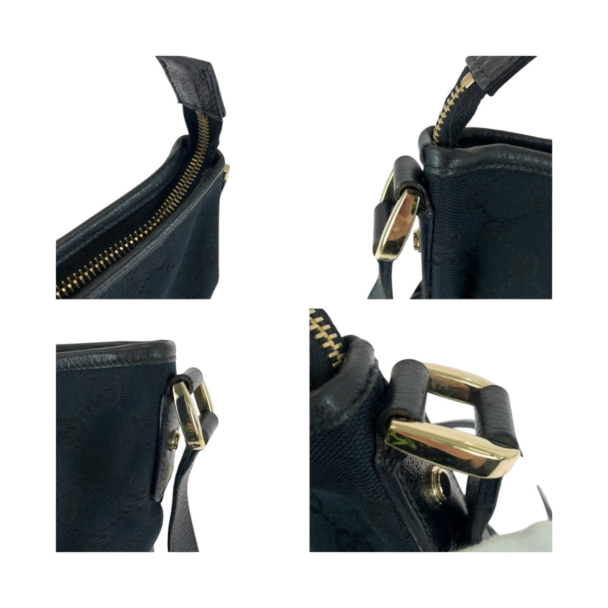 20466
GUCCI グッチ アビー ブラック 黒 ゴールド金具 GGキャンバス 131326 ショルダーバッグ レディース A42