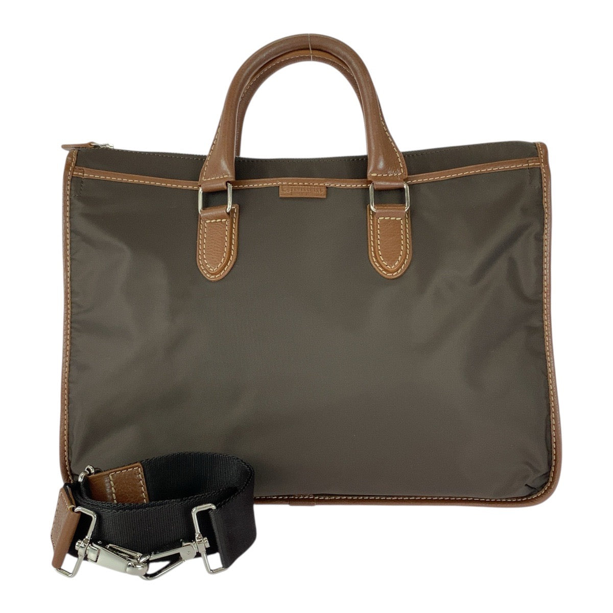 20467
STEFANOMANO Brown Silver Hardware Nylon Business Briefcase Men's A6