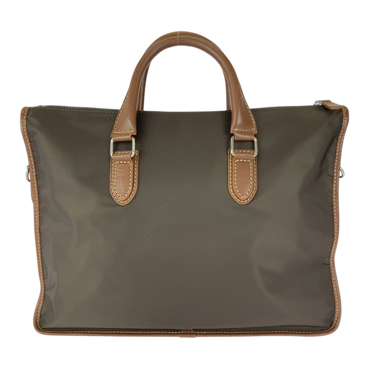 20467
STEFANOMANO Brown Silver Hardware Nylon Business Briefcase Men's A6