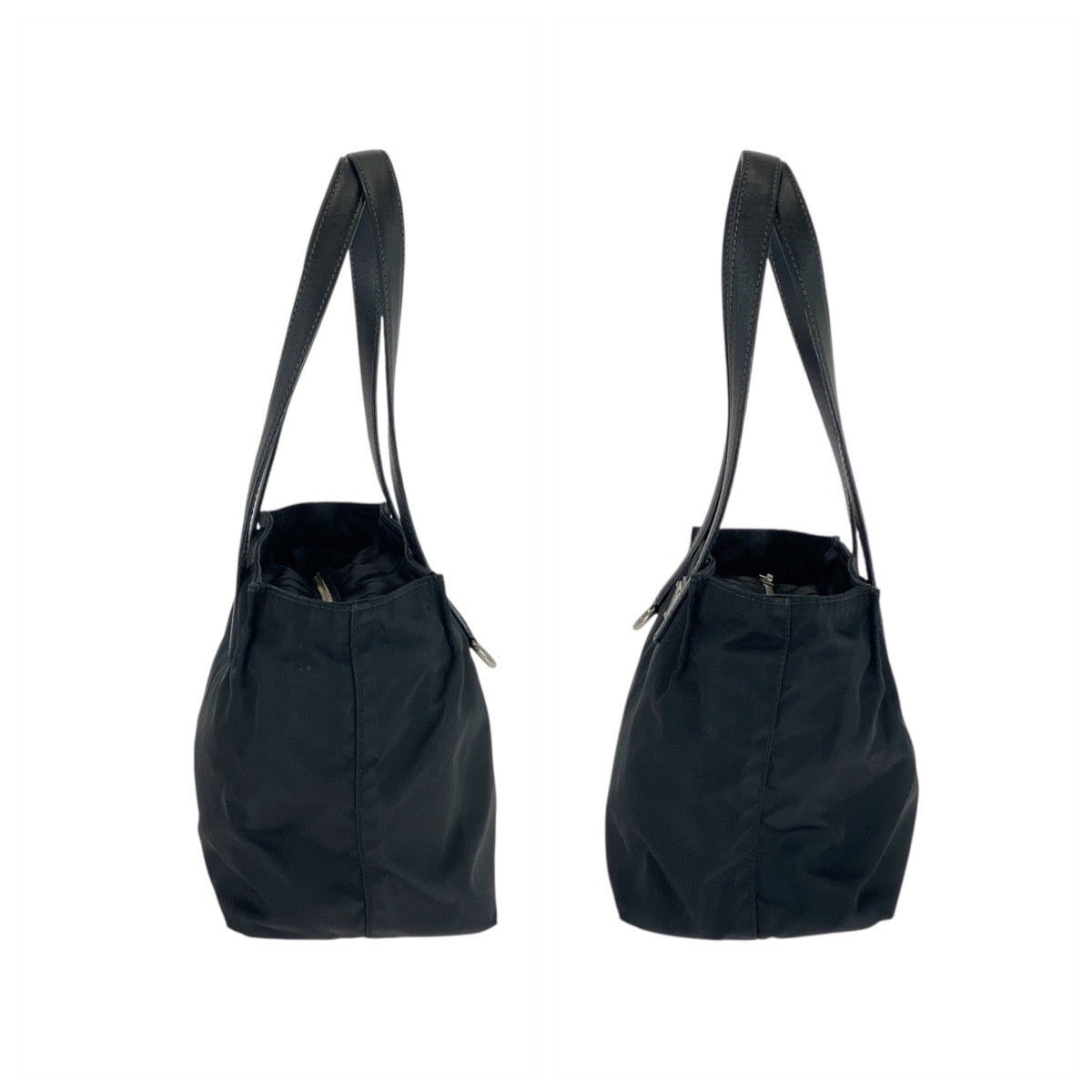 20471
PRADA プラダ テスート　サフィアーノ 三角ロゴプレート ブラック 黒 シルバー金具 ナイロン / レザー トートバッグ ショルダーバッグ レディース ABP36