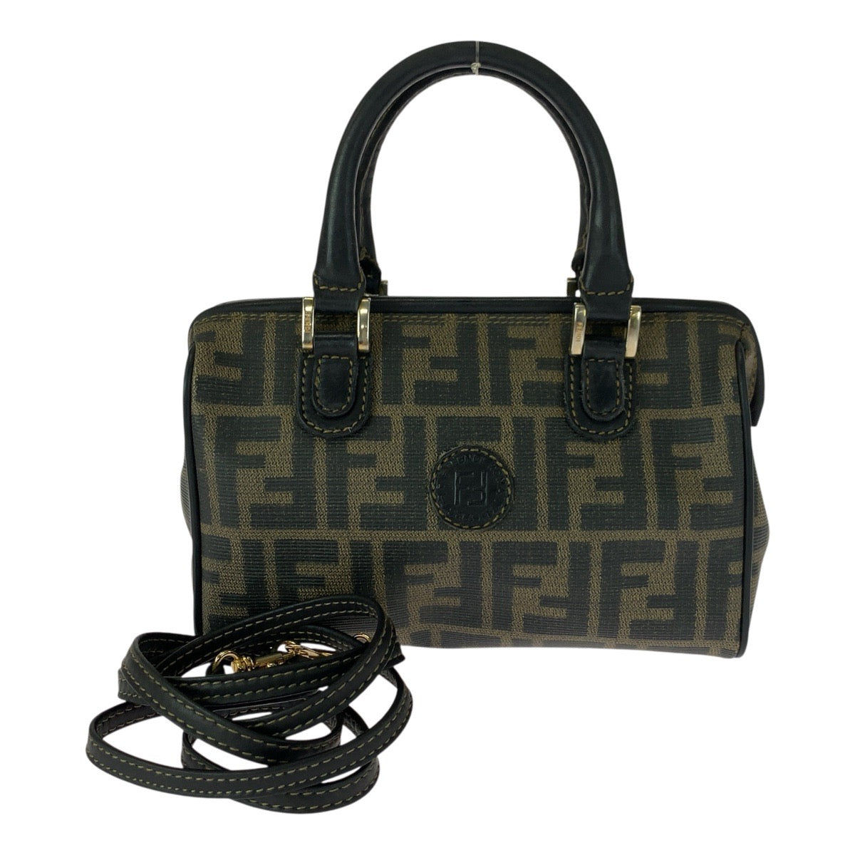 20472
FENDI Vintage Zucca Pattern Brown Gold Hardware PVC Shoulder Bag Handbag 2-Way Women's ABP50