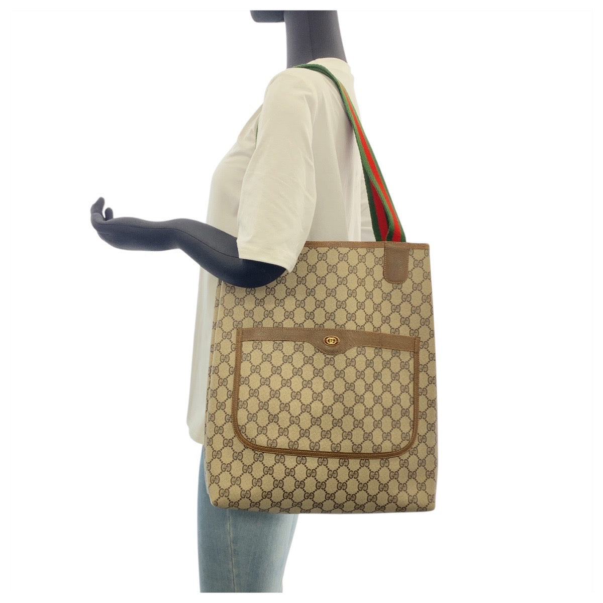 20476
GUCCI Vintage Sherry Line Beige Brown GG Supreme Canvas 001 03 48 Tote Bag Shoulder Bag Ladies ABP28