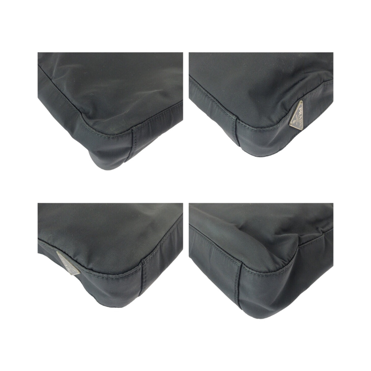 20479
PRADA プラダ テスート 三角ロゴプレート アシンメトリー ブラック 黒 シルバー金具 ナイロン ショルダーバッグ レディース ABP28