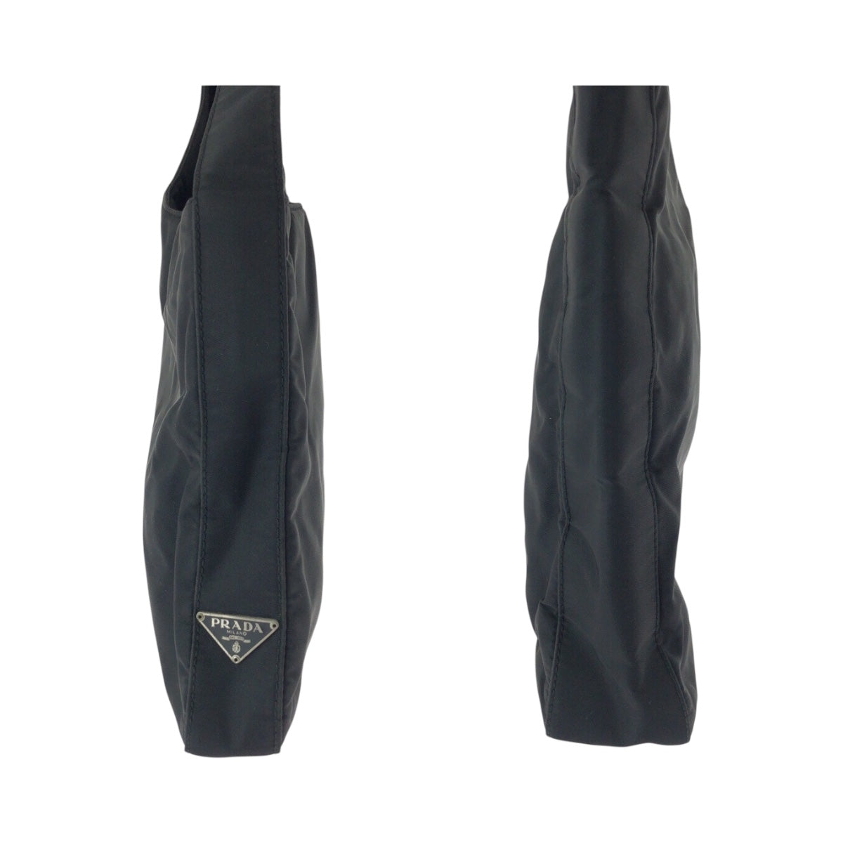 20479
PRADA プラダ テスート 三角ロゴプレート アシンメトリー ブラック 黒 シルバー金具 ナイロン ショルダーバッグ レディース ABP28