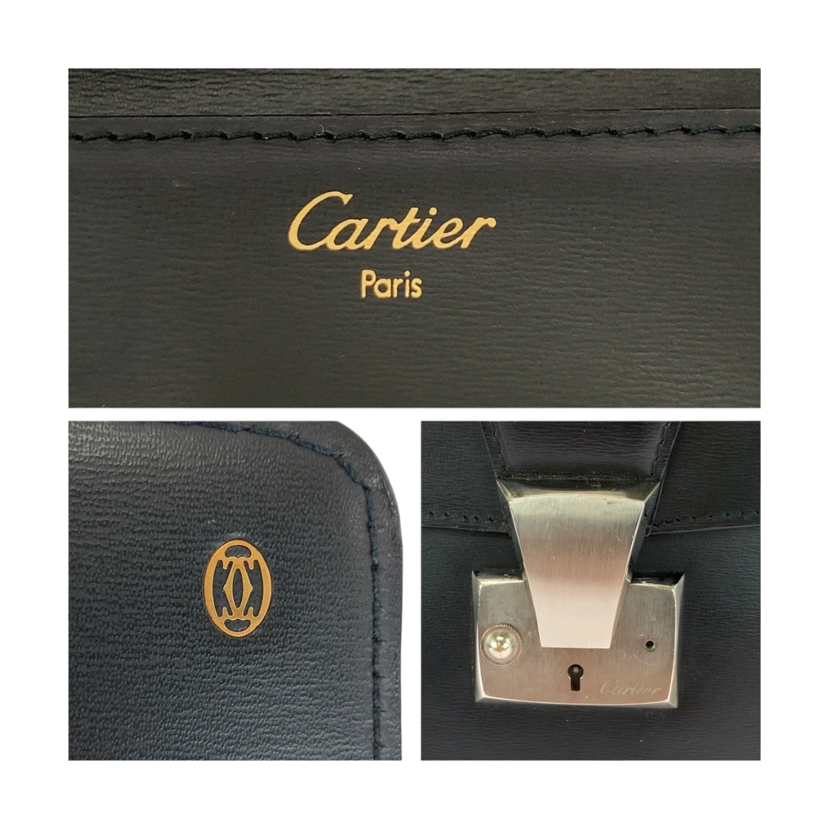 20265
CARTIER カルティエ マストライン ブラック 黒 シルバー金具 レザー ビジネスバッグ ハンドバッグ メンズ B15