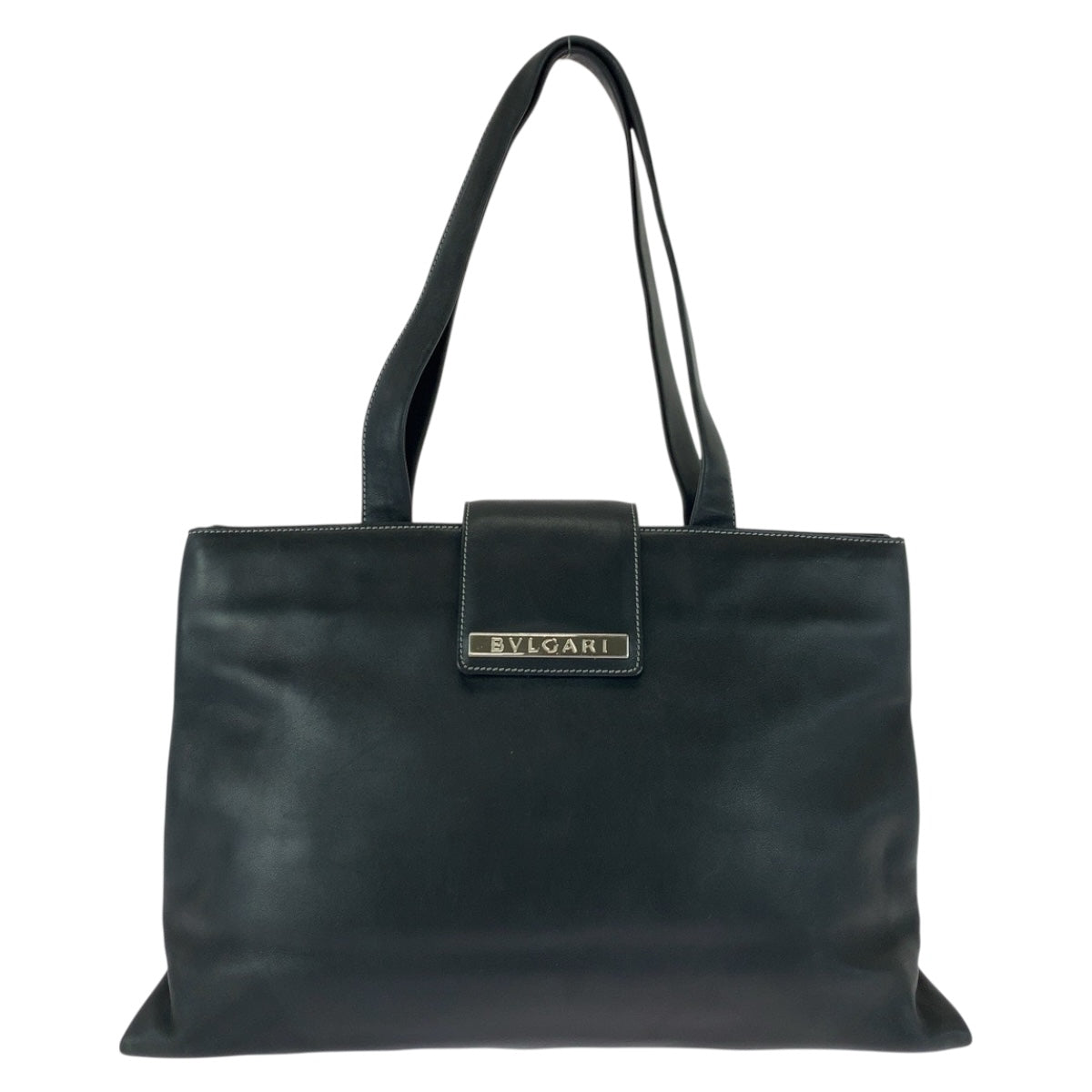 20480
BVLGARI ブルガリ ロゴプレート ブラック 黒 シルバー金具 レザー トートバッグ ショルダーバッグ レディース ABP28