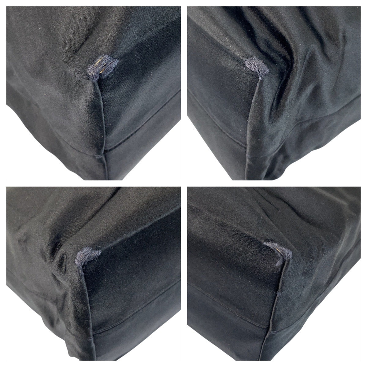 20481
PRADA プラダ 三角ロゴプレート ブラック 黒 シルバー金具 サテン トートバッグ レディース AB18