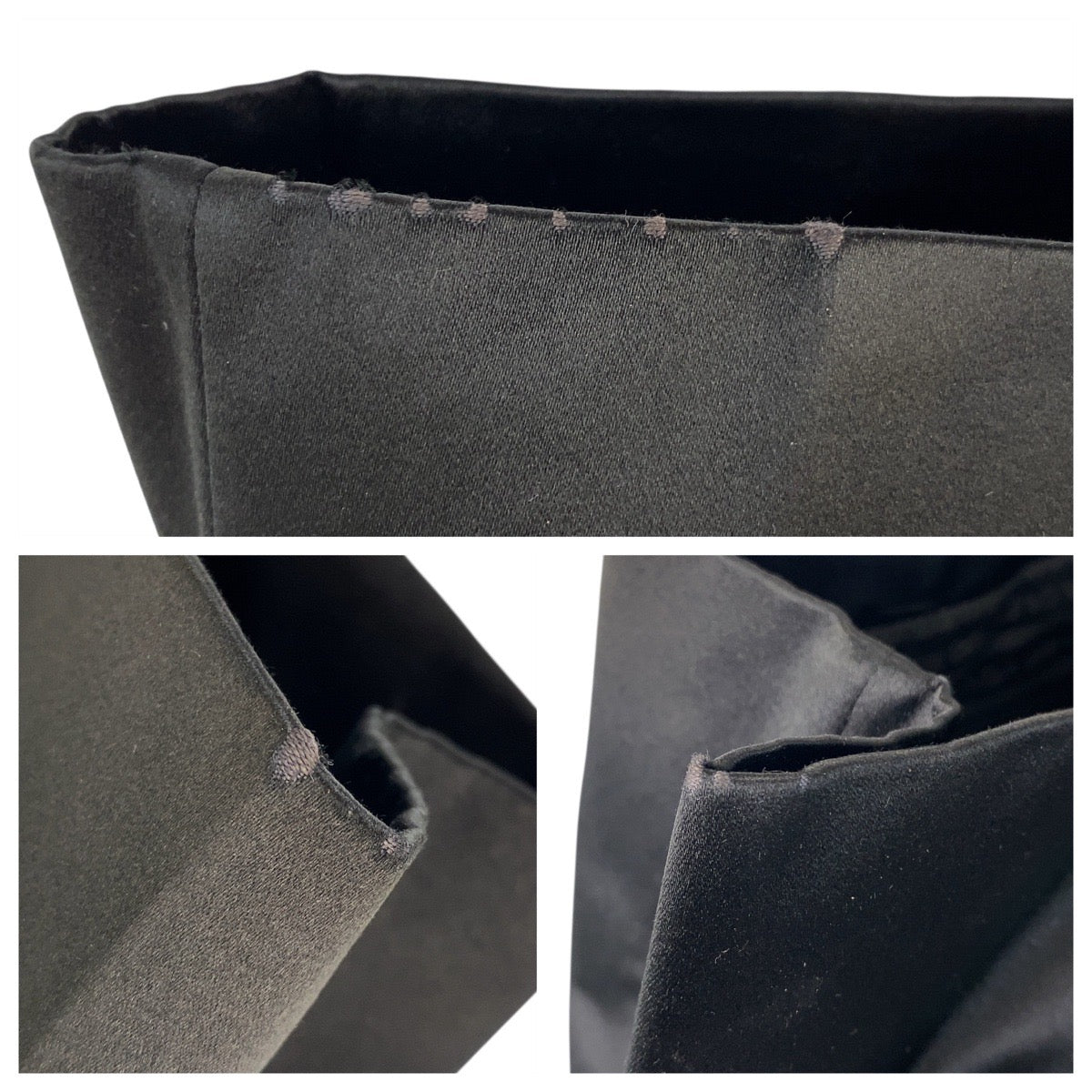 20481
PRADA プラダ 三角ロゴプレート ブラック 黒 シルバー金具 サテン トートバッグ レディース AB18