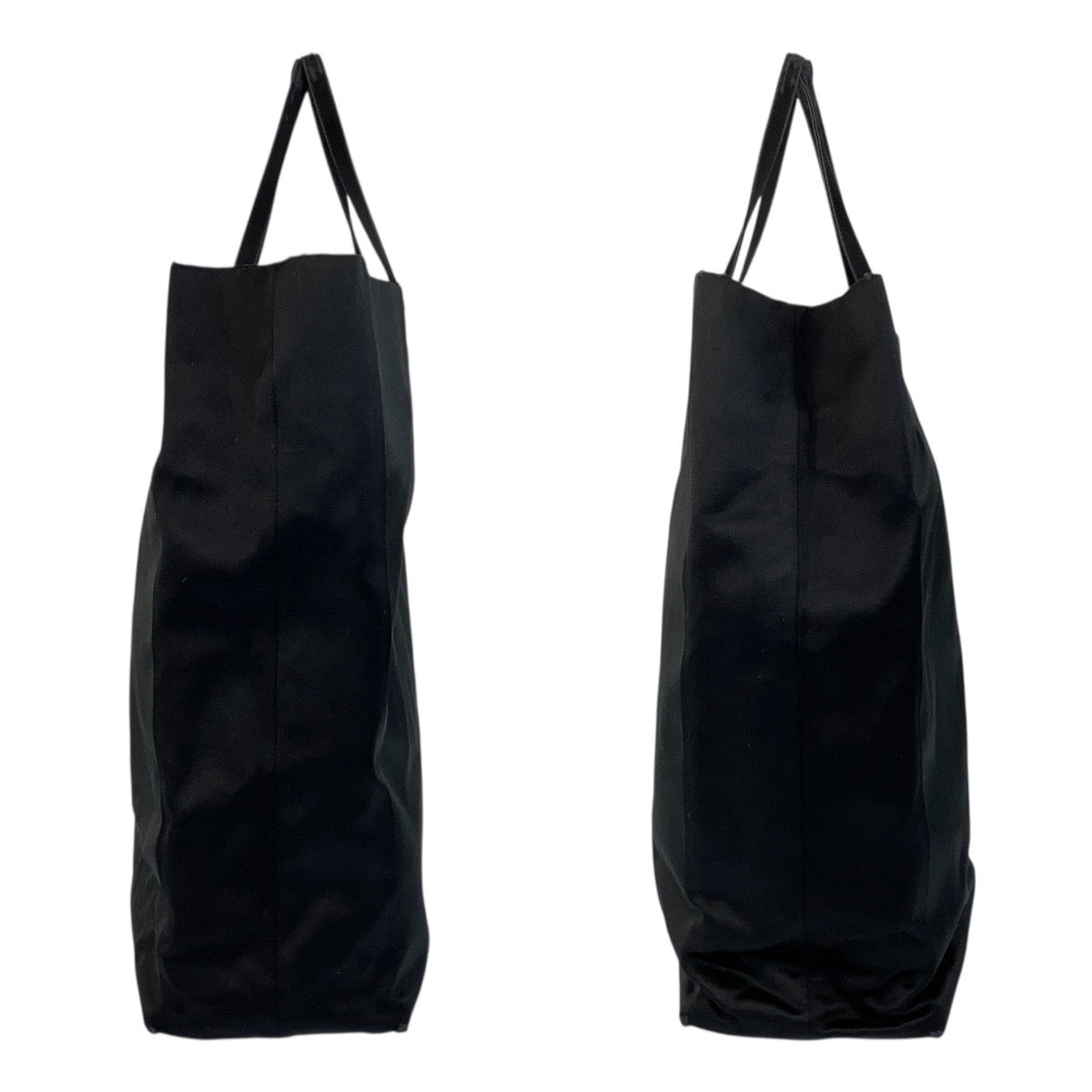 20481
PRADA プラダ 三角ロゴプレート ブラック 黒 シルバー金具 サテン トートバッグ レディース AB18