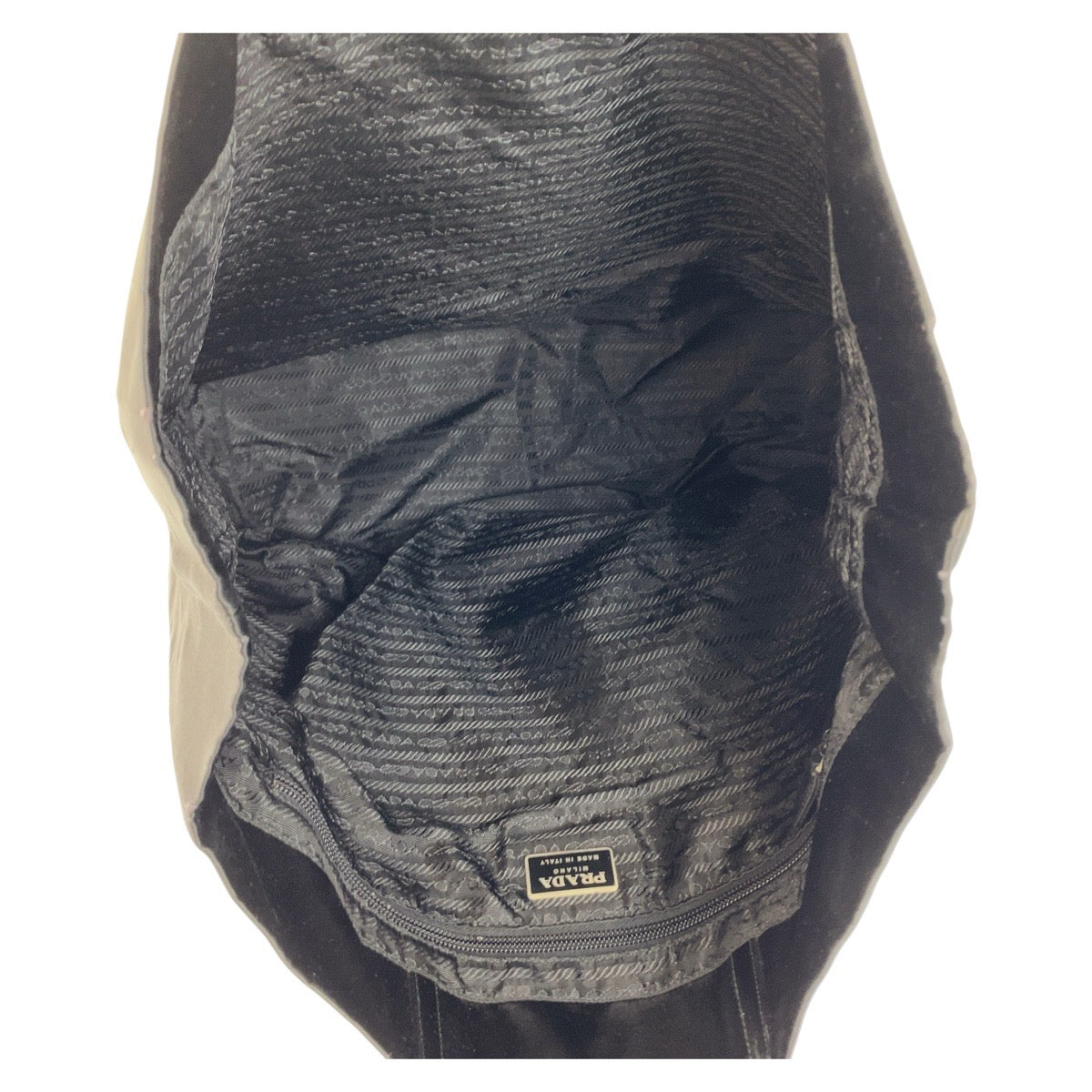 20481
PRADA プラダ 三角ロゴプレート ブラック 黒 シルバー金具 サテン トートバッグ レディース AB18