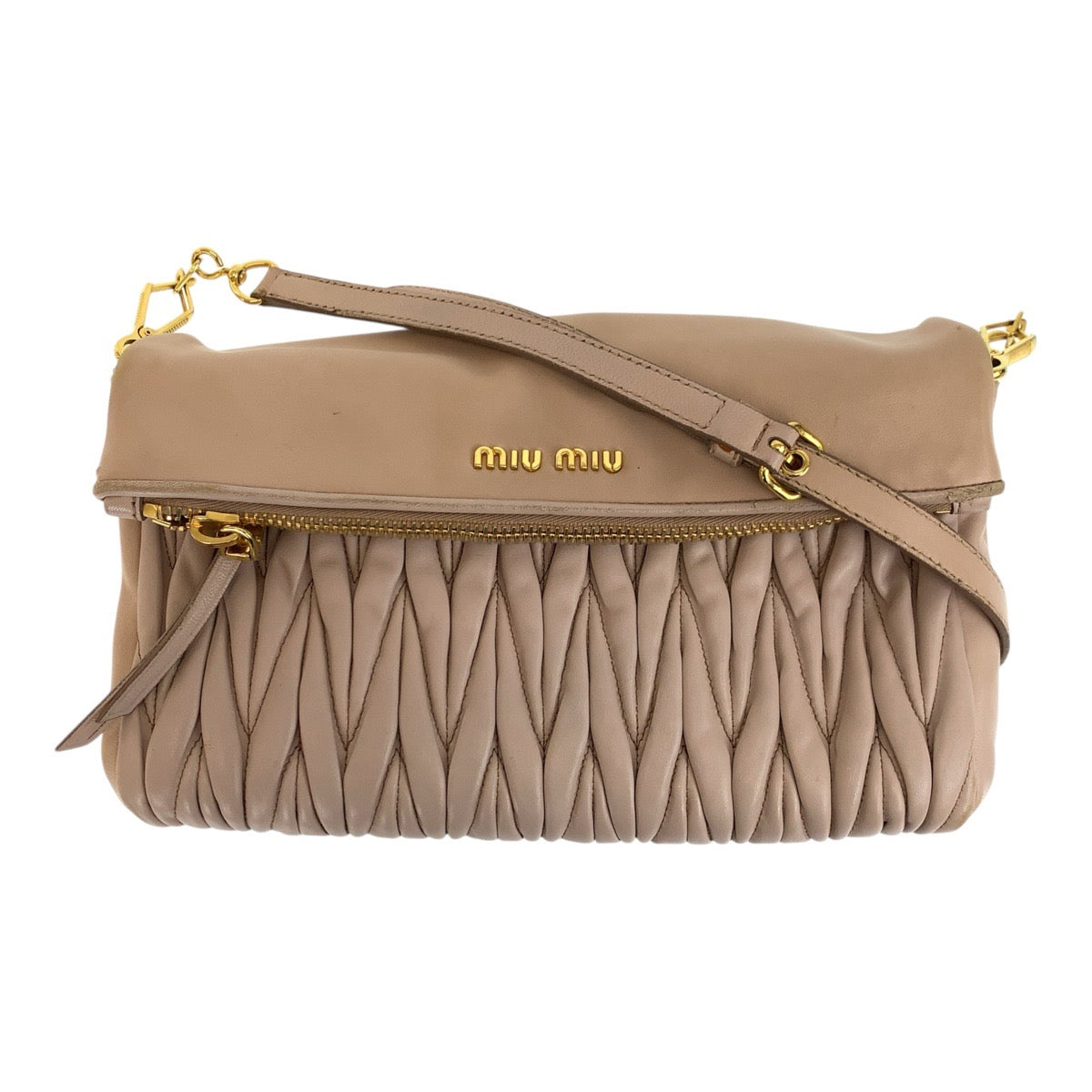 20482
MIUMIU ミュウミュウ マテラッセ ピンク ゴールド金具 レザー RP0363 ショルダーバッグ クラッチバッグ レディース AB30