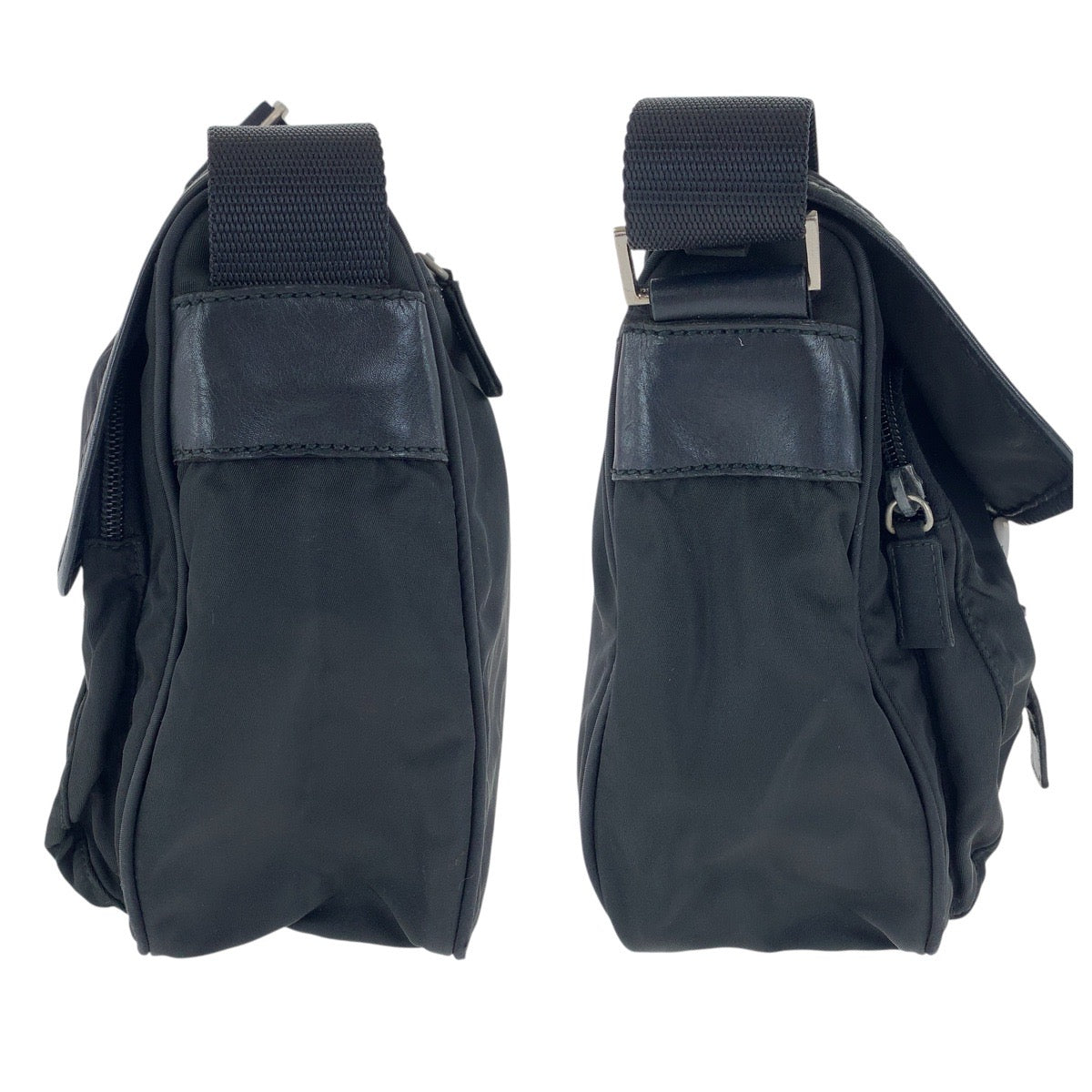 20483
PRADA プラダ テスート 三角ロゴプレート ブラック 黒 シルバー金具 ナイロン / レザー ショルダーバッグ メッセンジャーバッグ レディース AB32