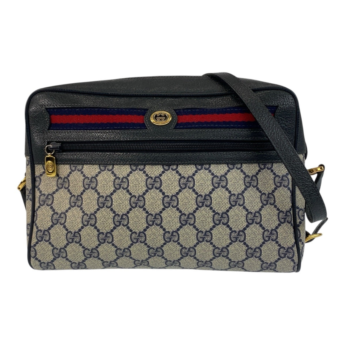 20484
GUCCI グッチ ヴィンテージ シェリーライン オールドグッチ グレー ネイビー ゴールド金具 GGスプリームキャンバス / レザー 119 02 088 ショルダーバッグ ポシェット レディース AB36
