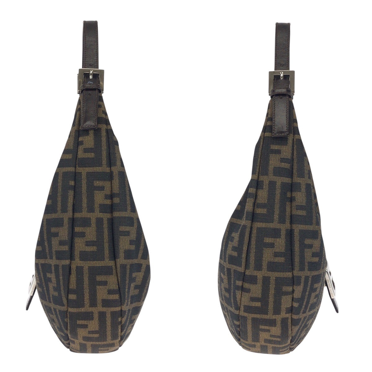 20702
FENDI Vintage ZUCCA Mamma Baguette Crescent Moon Bag Brown Silver Hardware Canvas / Leather Shoulder Bag Handbag Ladies A210