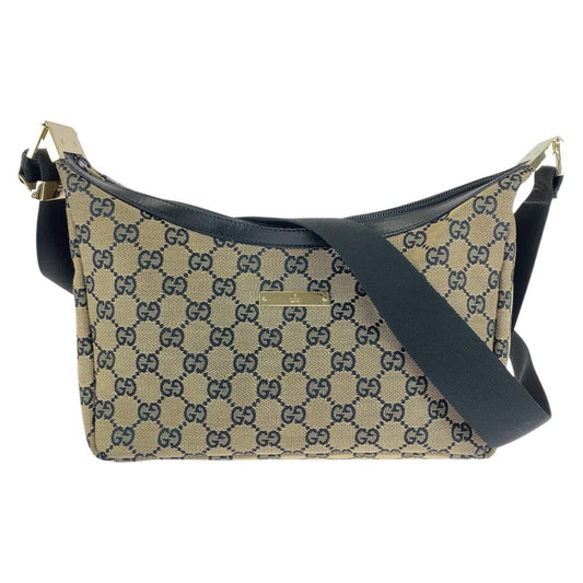 20488
GUCCI グッチ ベージュ ブラック ゴールド金具 GGキャンバス 019 0433 ショルダーバッグ ポシェット レディース ABP36