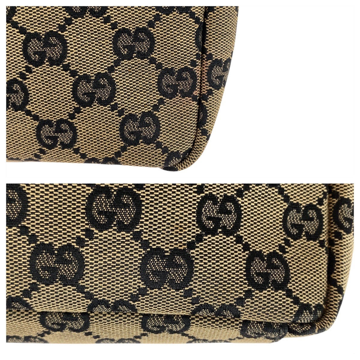 20488
GUCCI Beige Black Gold Hardware GG Canvas 019 0433 Shoulder Bag Pochette Ladies ABP36