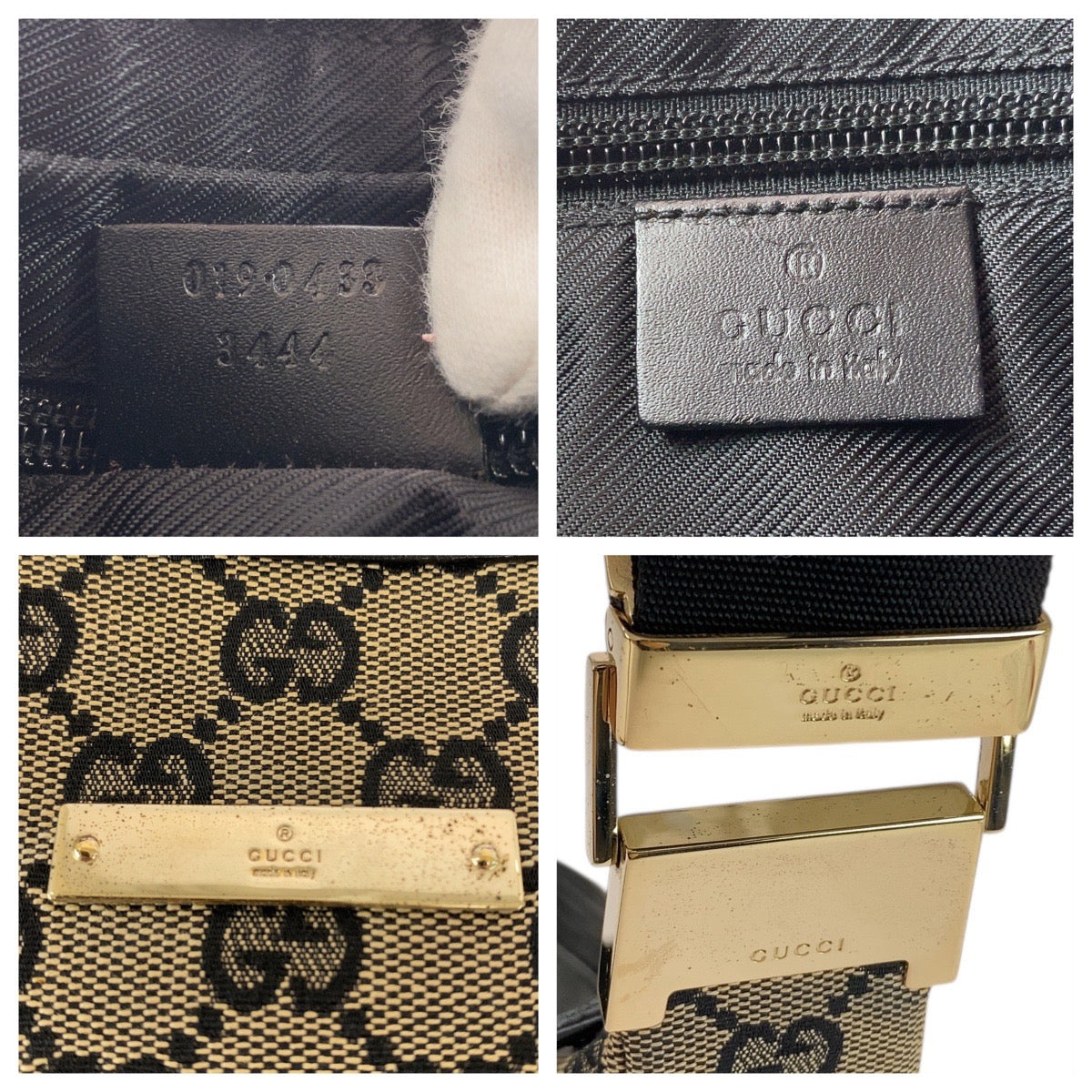 20488
GUCCI Beige Black Gold Hardware GG Canvas 019 0433 Shoulder Bag Pochette Ladies ABP36