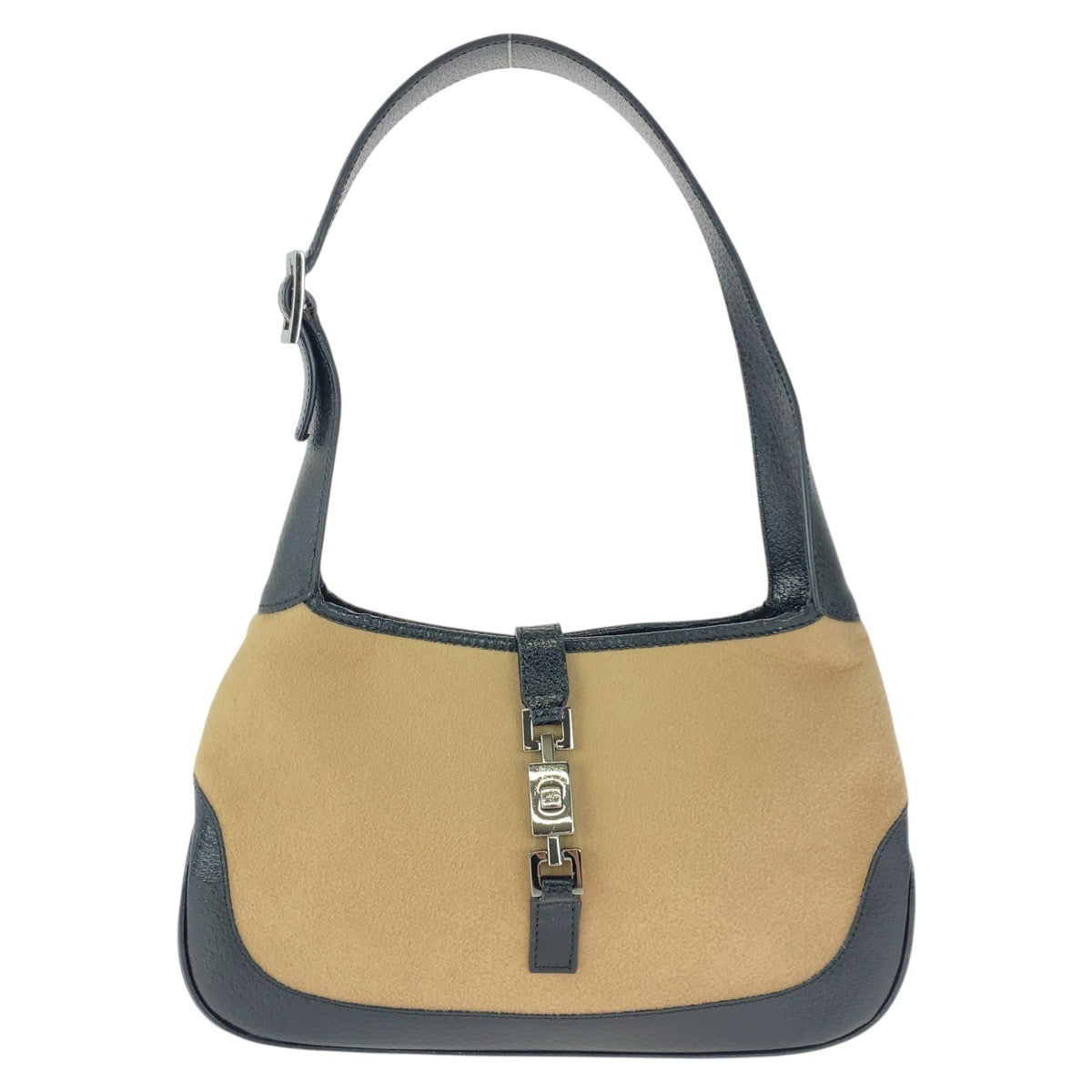 20489
GUCCI Jackie Line Beige Black Silver Hardware Canvas / Leather 001 3735 Shoulder Bag Ladies ABP42