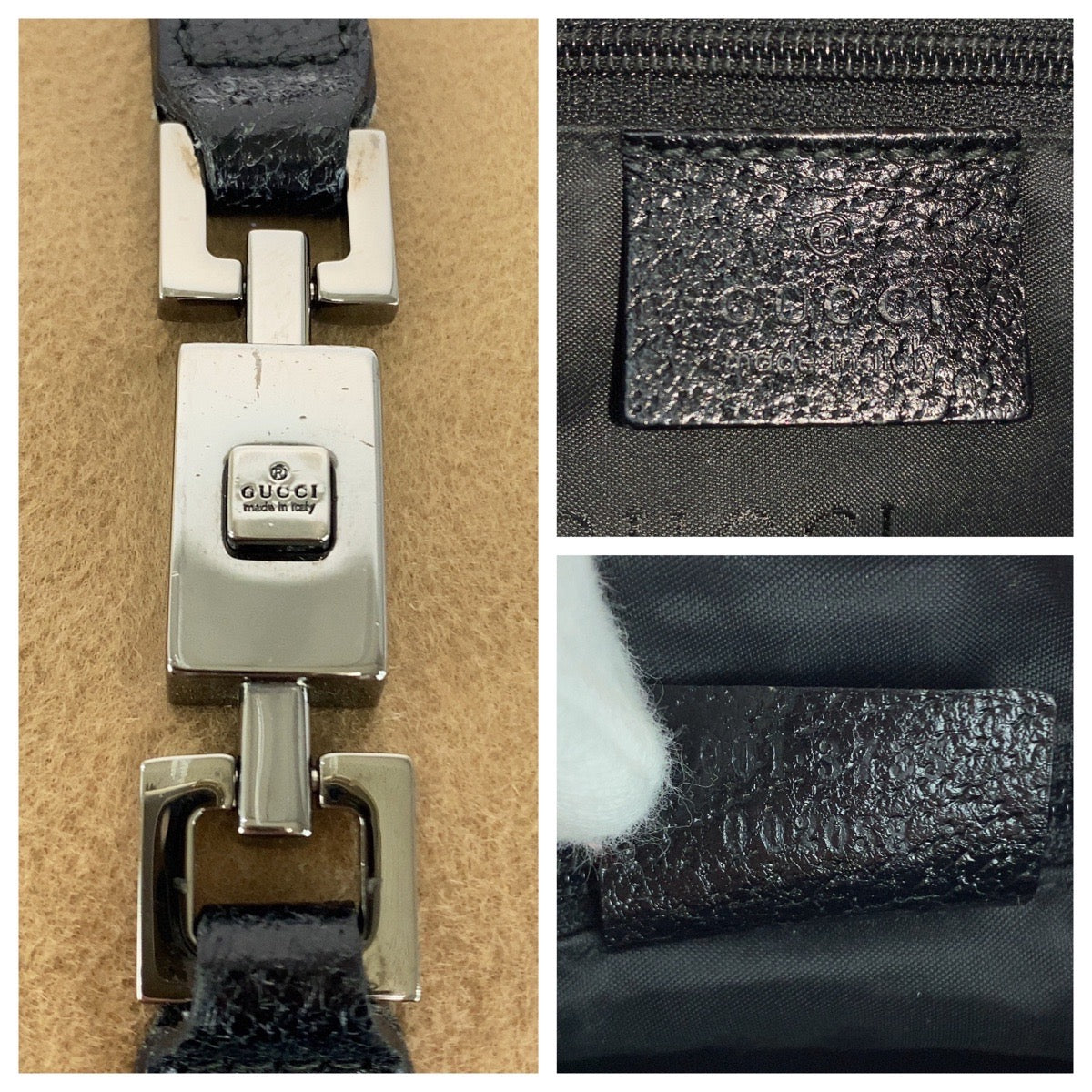 20489
GUCCI Jackie Line Beige Black Silver Hardware Canvas / Leather 001 3735 Shoulder Bag Ladies ABP42
