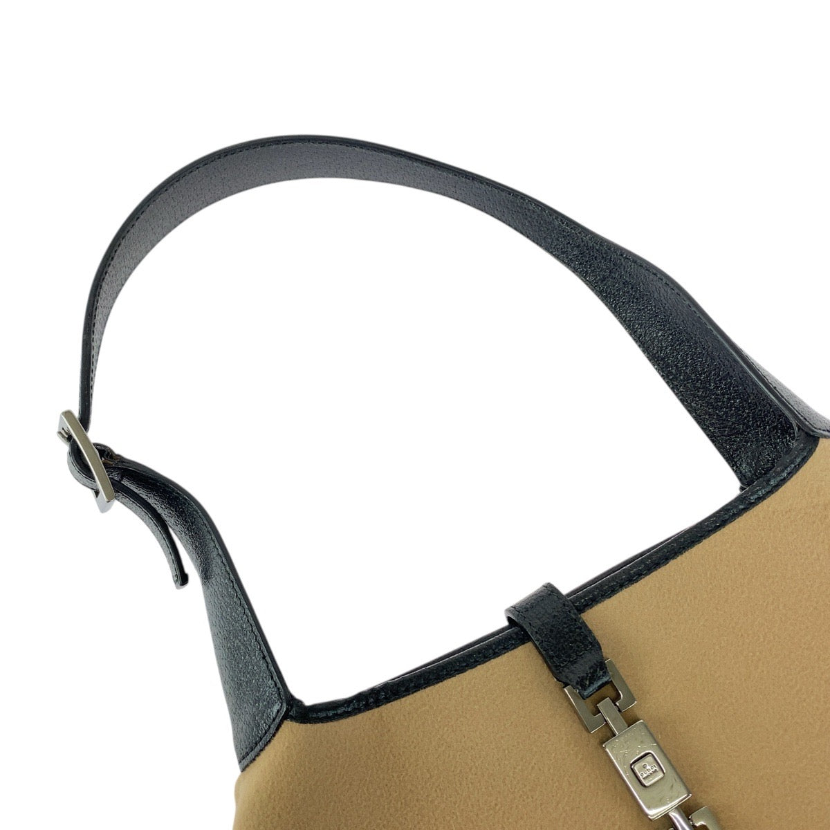 20489
GUCCI Jackie Line Beige Black Silver Hardware Canvas / Leather 001 3735 Shoulder Bag Ladies ABP42