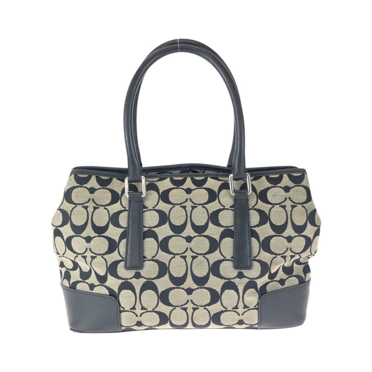 20490
COACH コーチ シグネチャー キャリーオール ベージュ アイボリー ブラック キャンバス MIJ-6089 トートバッグ ハンドバッグ レディース AB4