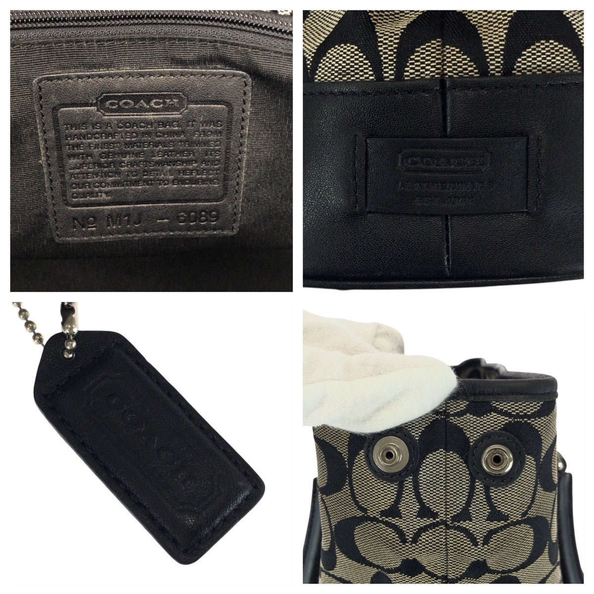 20490
COACH コーチ シグネチャー キャリーオール ベージュ アイボリー ブラック キャンバス MIJ-6089 トートバッグ ハンドバッグ レディース AB4