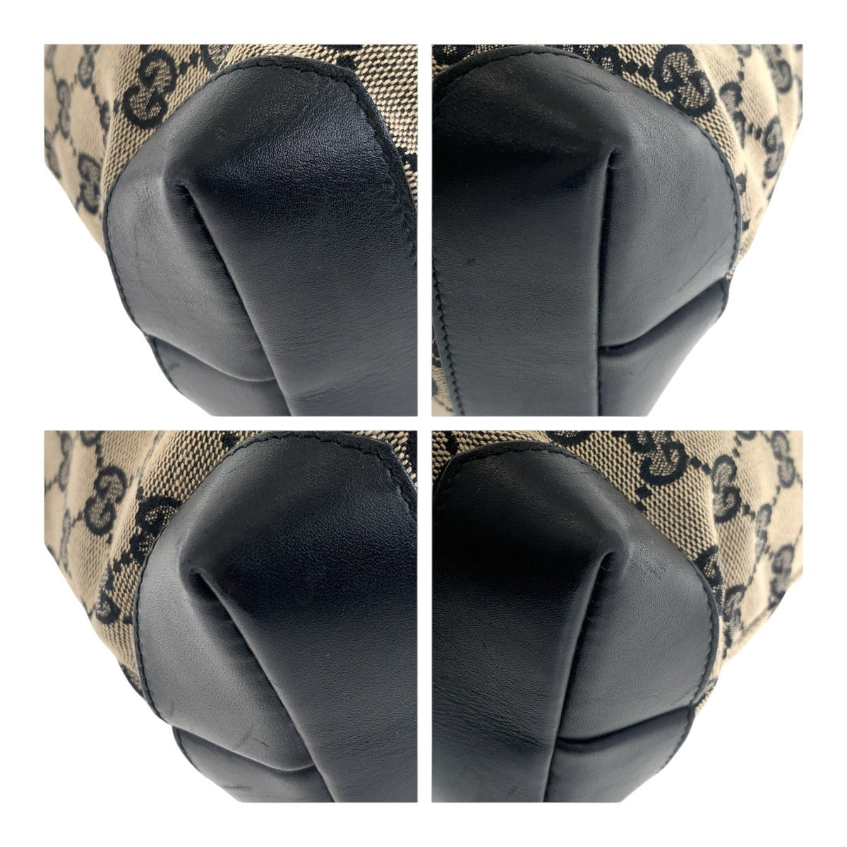 20495
GUCCI GG Canvas Beige Black Brown GG Canvas / Leather 019 0402 Tote Bag Shoulder Bag Ladies AB28