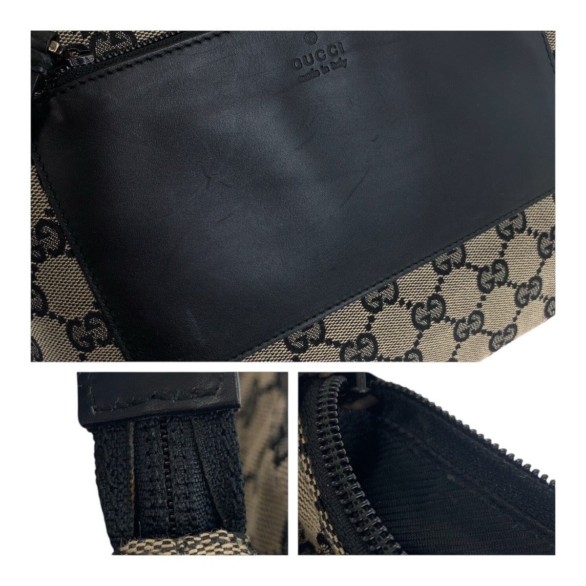 20495
GUCCI GG Canvas Beige Black Brown GG Canvas / Leather 019 0402 Tote Bag Shoulder Bag Ladies AB28