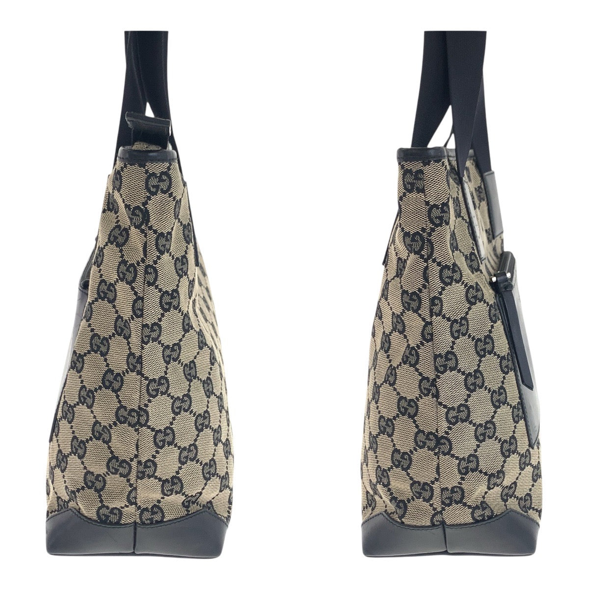 20495
GUCCI GG Canvas Beige Black Brown GG Canvas / Leather 019 0402 Tote Bag Shoulder Bag Ladies AB28