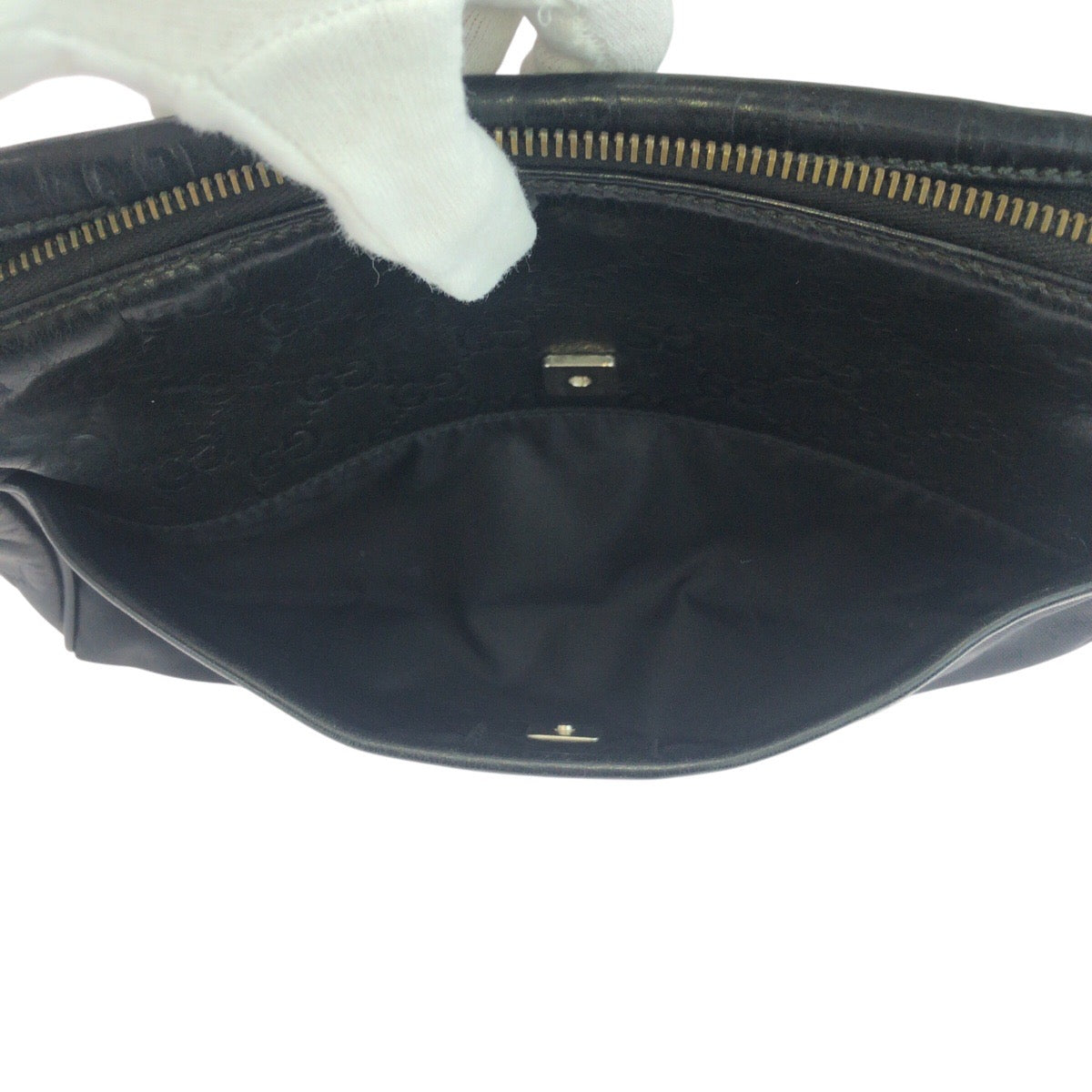 20501
GUCCI Guccissima Black Silver Hardware Leather / Canvas 162792 Clutch Bag Second Bag Men's ABP21